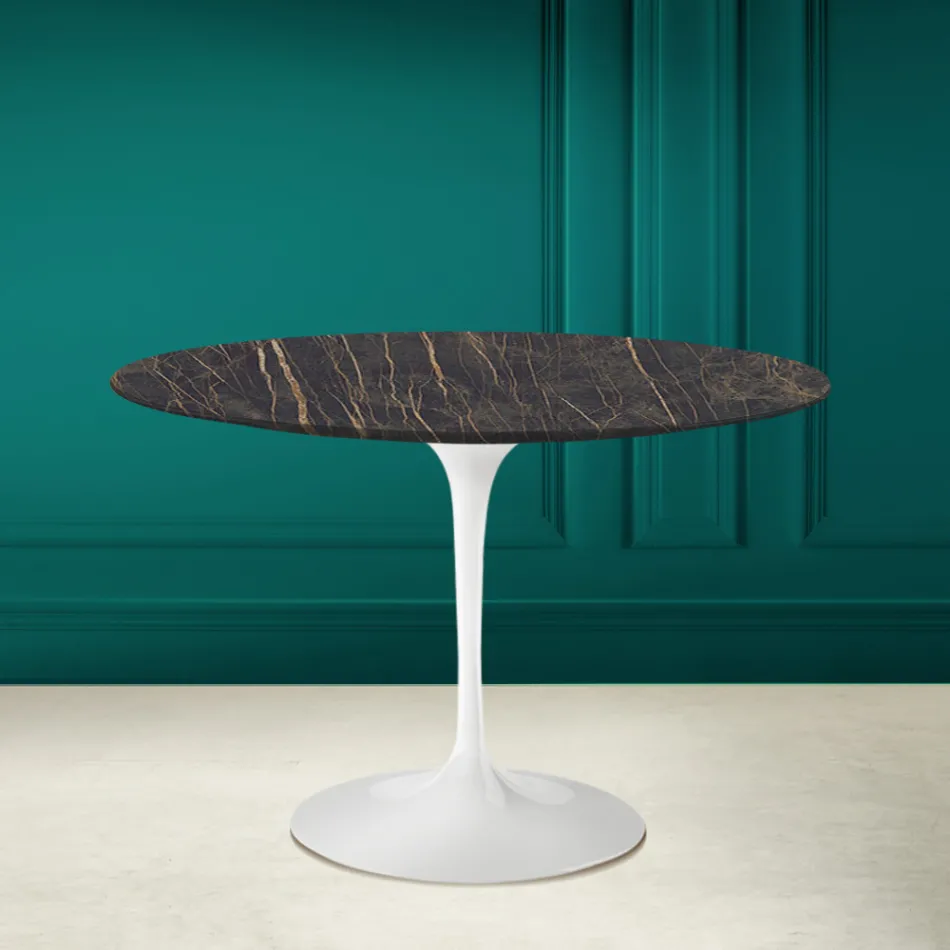 Tulpentisch Eero Saarinen H 73 Rund Keramik Noir Wunsch Made in Italy - Scharlachrot Viadurini
