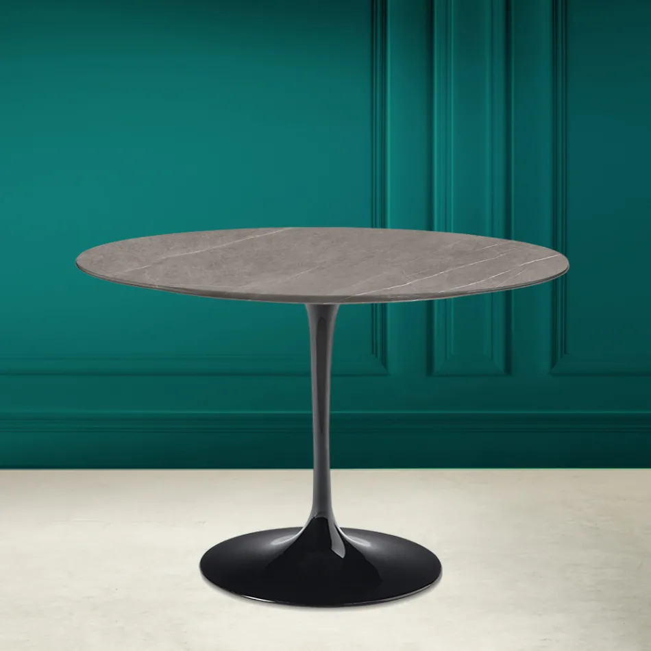 Tulpentisch Eero Saarinen H 73 Rund aus Keramik Pietra Grau Made in Italy - Scharlachrot Viadurini