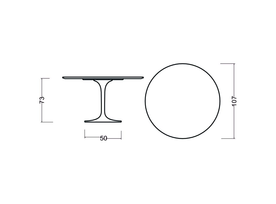 Tulip Table Eero Saarinen H 73 Round in Mokka getönter Eiche, hergestellt in Italien – Scharlachrot Viadurini