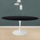 Tulpentisch Eero Saarinen H 73 Rund aus schwarz gebeizter Eiche Made in Italy - Scharlachrot Viadurini