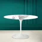 Tulpentisch Eero Saarinen H 73 Rund in Statuario Altissimo Made in Italy - Scharlachrot Viadurini