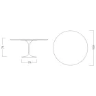 Eero Saarinen Tulip Tisch H 74 mit runder Platte aus Carrara Statuarietto Marmor - Scharlachrot Viadurini