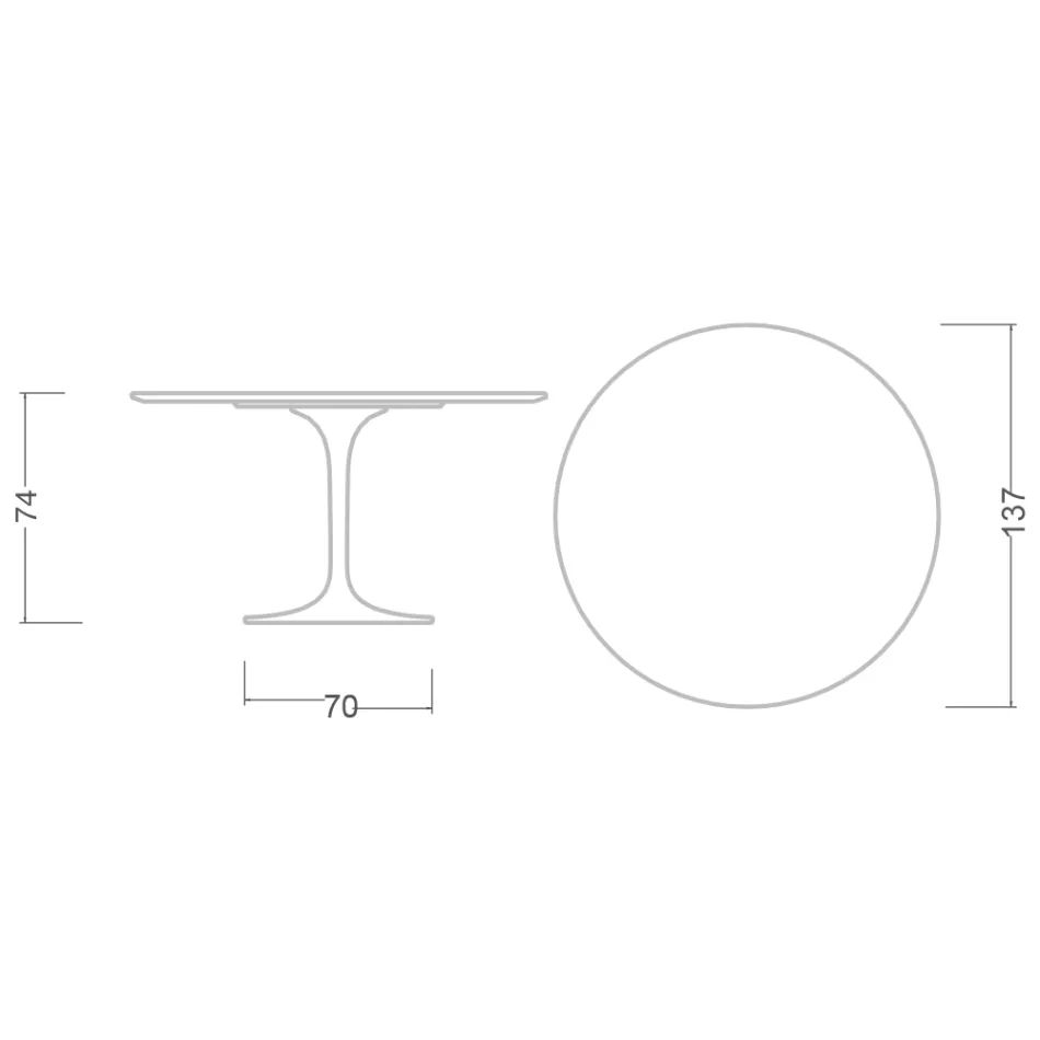 Eero Saarinen Tulip Tisch H 74 in Aura 22 Keramik Made in Italy - Scarlet Viadurini
