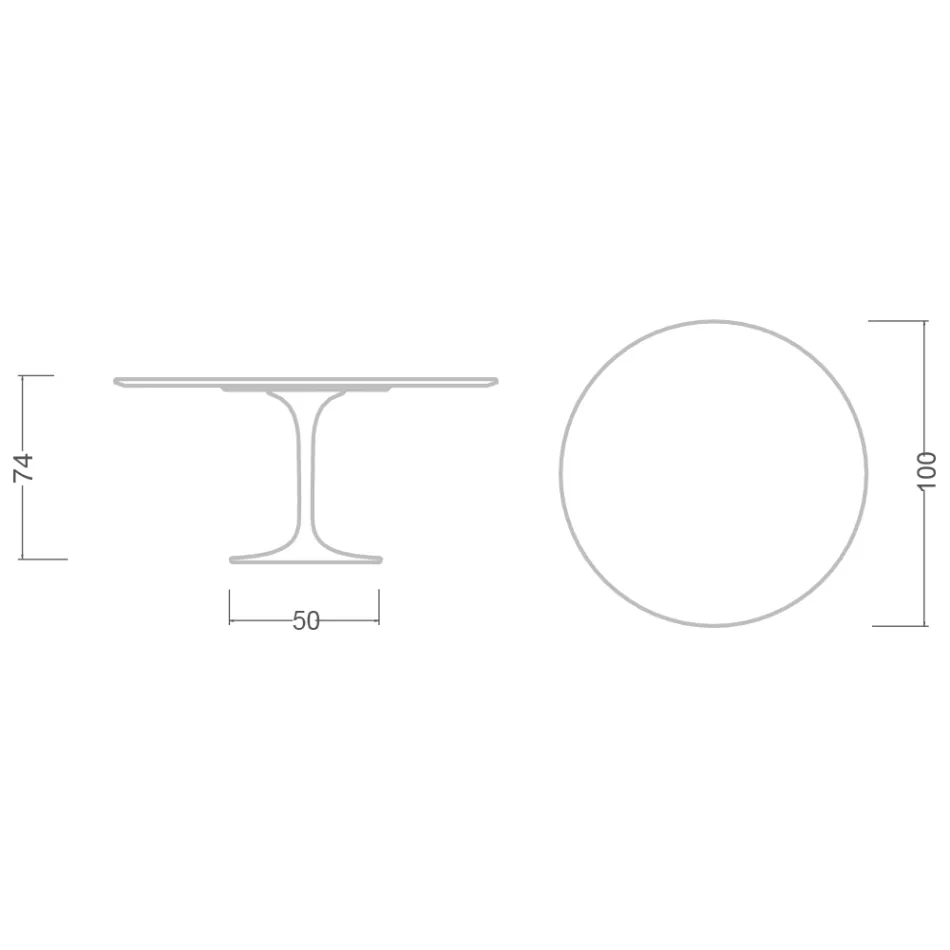 Eero Saarinen Tulip Tisch H 74 in Domoos Keramik Made in Italy - Scharlachrot Viadurini