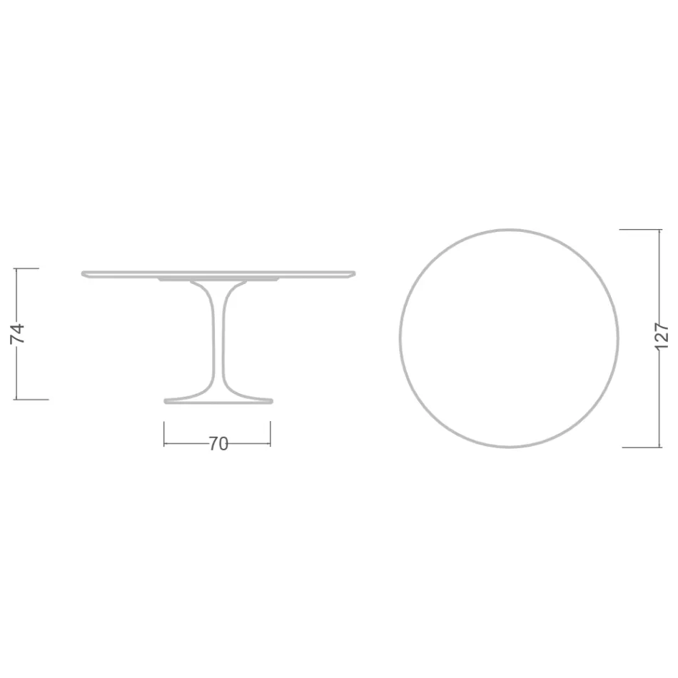 Eero Saarinen Tulip Tisch H 74 in Domoos Keramik Made in Italy - Scharlachrot Viadurini