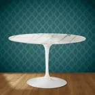 Eero Saarinen Tulip Tisch H 74 Zoll Polierte Keramik Hergestellt in Italien - Scharlachrot Viadurini