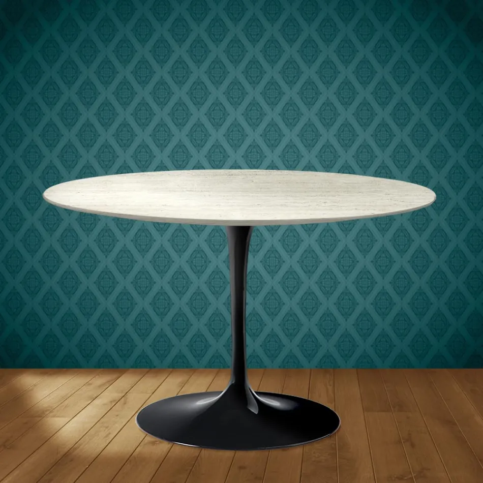 Eero Saarinen Tulpentisch H 74 aus Marmorio-Keramik, hergestellt in Italien - Scharlachrot Viadurini