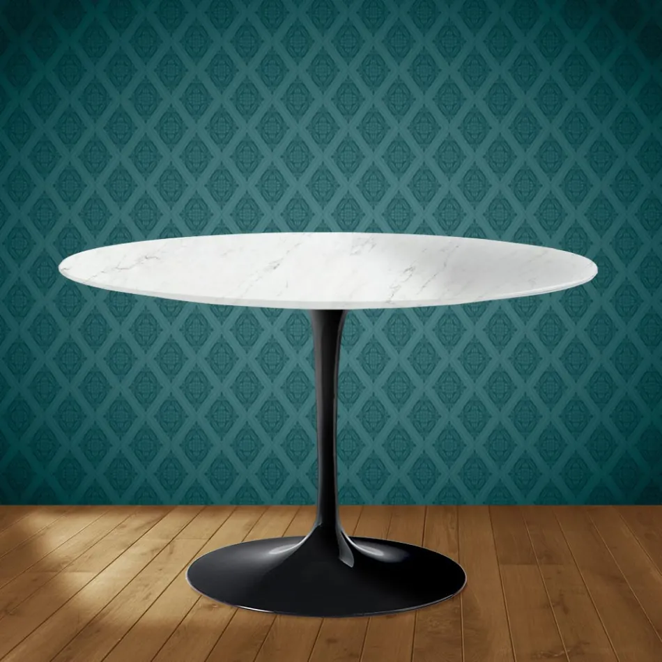 Eero Saarinen Tulpentisch H 74 in Salina Keramik, hergestellt in Italien - Scharlachrot Viadurini