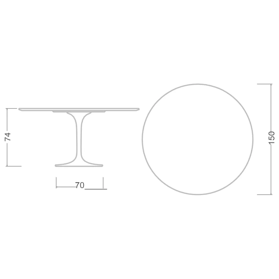 Tulpentisch Eero Saarinen H 74 aus Arabescato-Marmor Made in Italy - Scharlachrot Viadurini