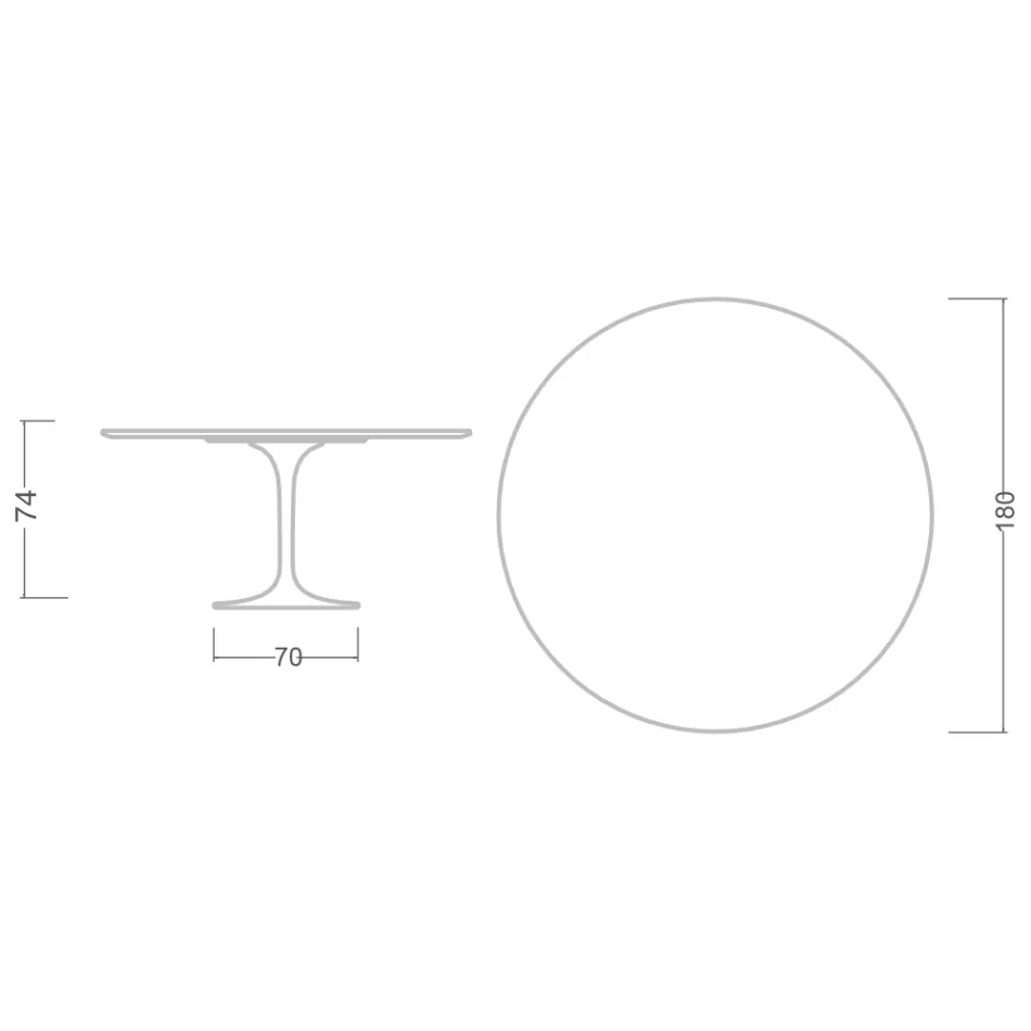 Eero Saarinen Tulip Tisch H 74 aus dunklem Marmor Emperador Made in Italy - Scharlachrot Viadurini