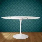 Eero Saarinen Tulip Tisch H 74 Oval aus Keramik Aura 22 Hergestellt in Italien - Scharlachrot Viadurini