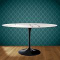 Eero Saarinen Tulip Tisch H 74 Oval aus Keramik Aura 22 Hergestellt in Italien - Scharlachrot