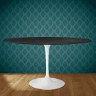 Eero Saarinen Tulpentisch H 74 Oval aus Domoos Keramik, hergestellt in Italien - Scharlachrot Viadurini