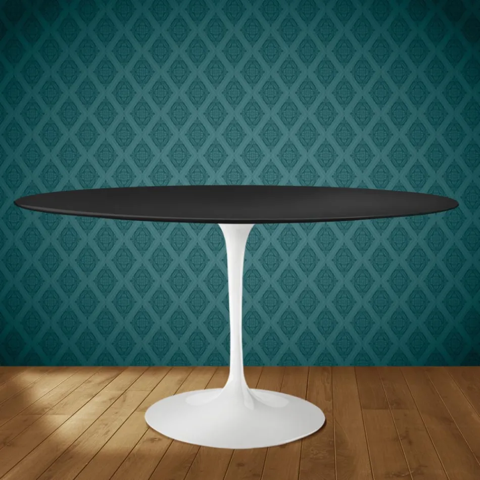 Eero Saarinen Tulpentisch H 74 Oval aus Domoos Keramik, hergestellt in Italien - Scharlachrot Viadurini
