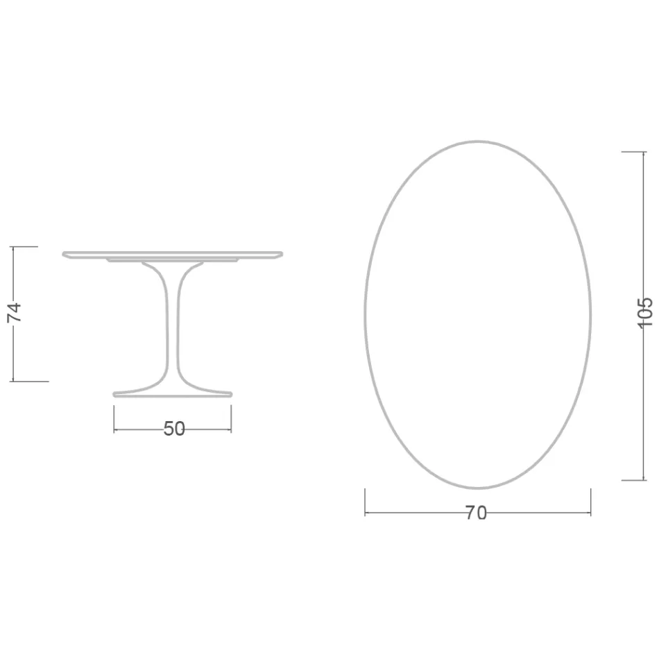 Eero Saarinen Tulpentisch H 74 Oval aus Domoos Keramik, hergestellt in Italien - Scharlachrot Viadurini