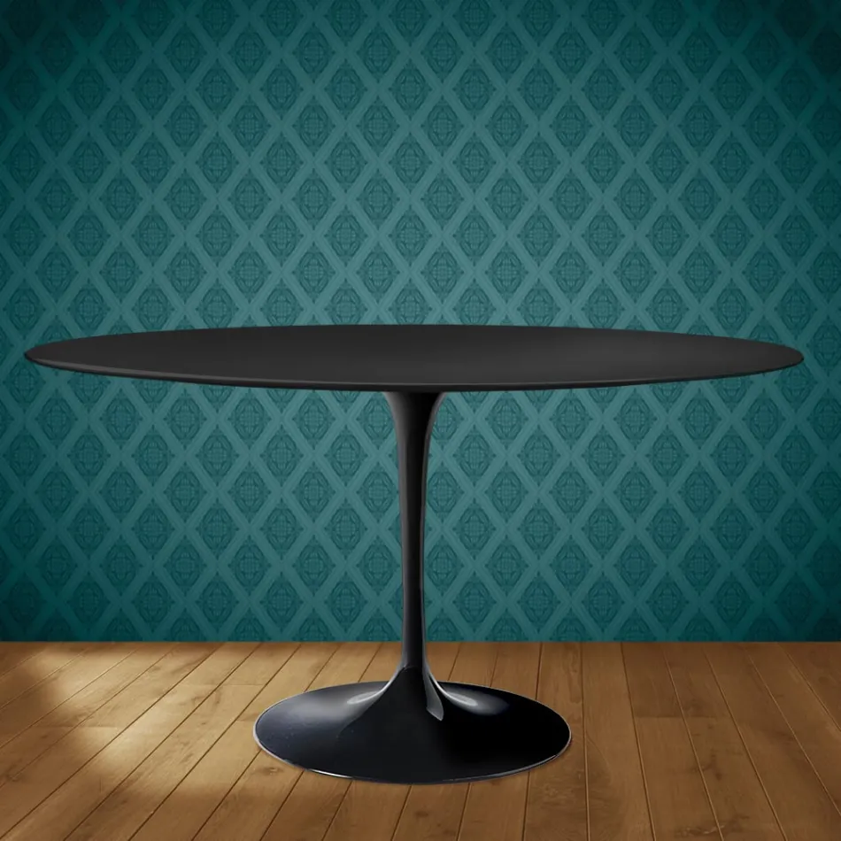 Eero Saarinen Tulpentisch H 74 Oval aus Domoos Keramik, hergestellt in Italien - Scharlachrot Viadurini