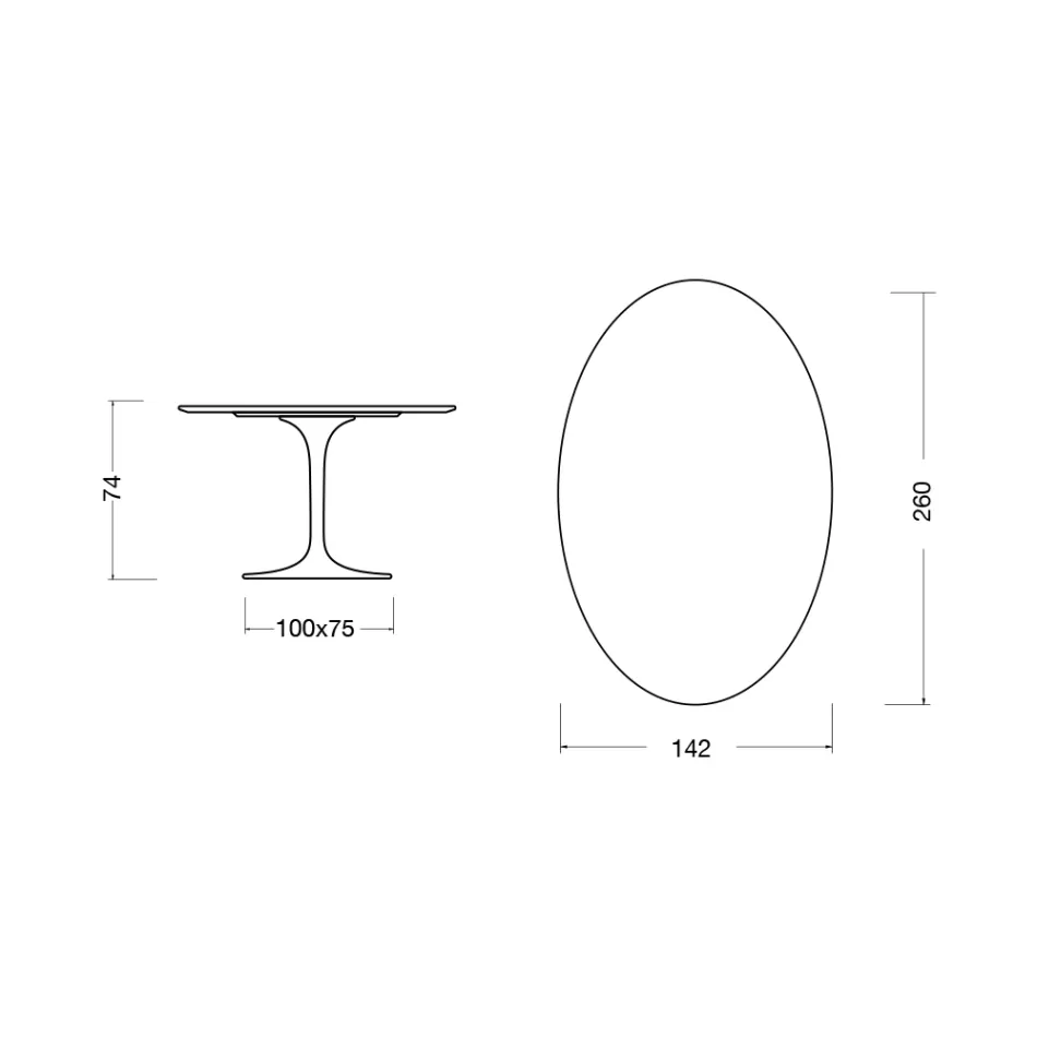 Tulpentisch Eero Saarinen H 74 Oval aus Keramik Entzo Made in Italy - Scarlet Viadurini