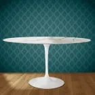 Eero Saarinen Tulpentisch H 74 Oval aus glänzender Keramik, hergestellt in Italien - Scharlachrot Viadurini