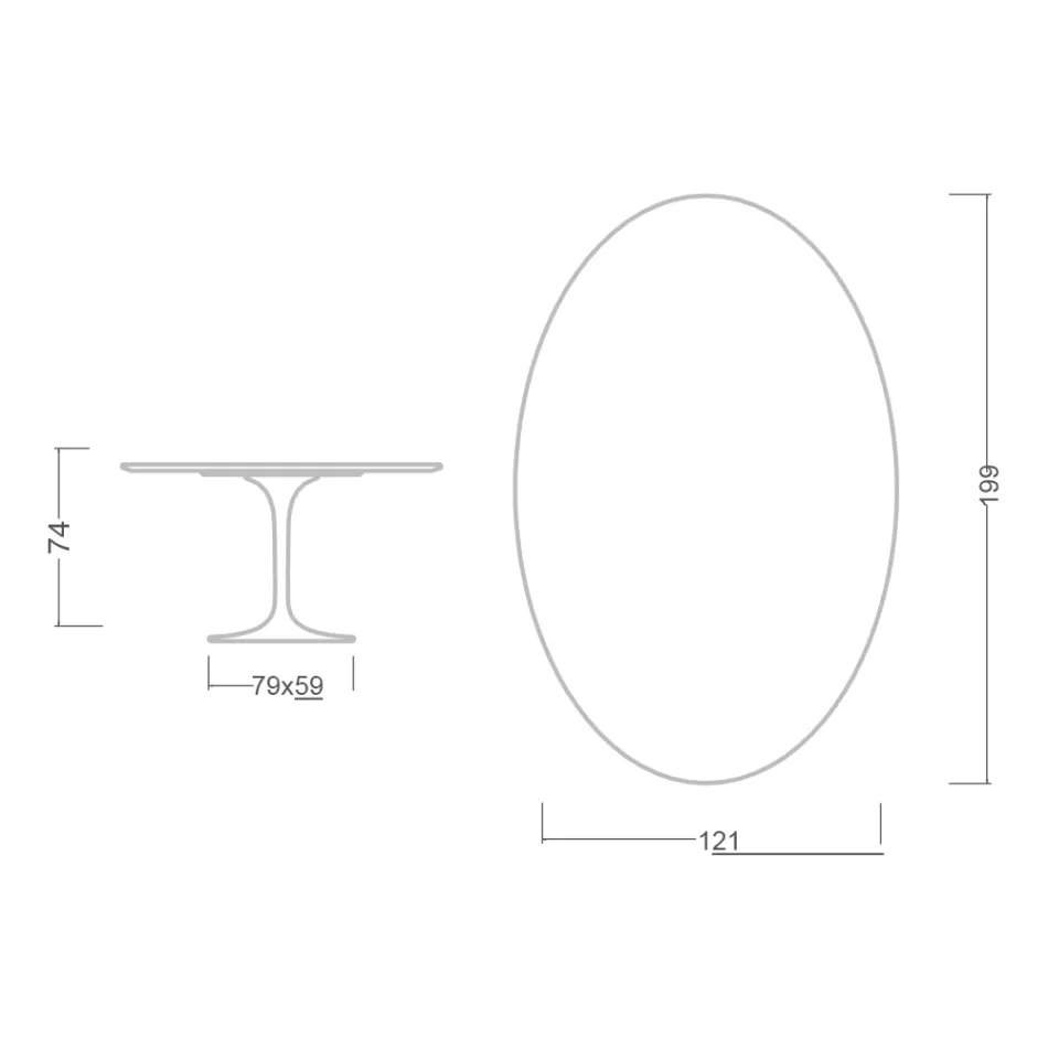 Eero Saarinen Tulip Tisch H 74 Oval aus Marmorio Keramik Hergestellt in Italien - Scharlachrot Viadurini