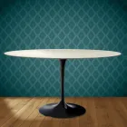 Eero Saarinen Tulip Tisch H 74 Oval aus Marmorio Keramik Hergestellt in Italien - Scharlachrot Viadurini