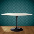 Eero Saarinen Tulip Tisch H 74 Oval aus Marmorio Keramik Hergestellt in Italien - Scharlachrot