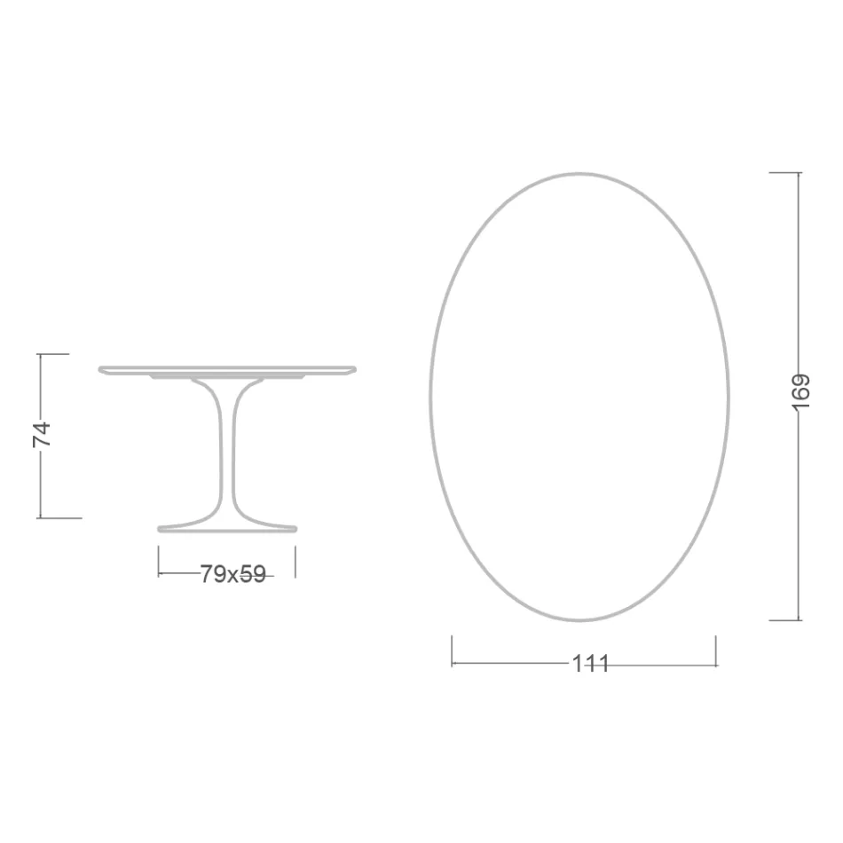 Eero Saarinen Tulpentisch H 74 Oval aus Moonè Keramik, hergestellt in Italien - Scharlachrot Viadurini