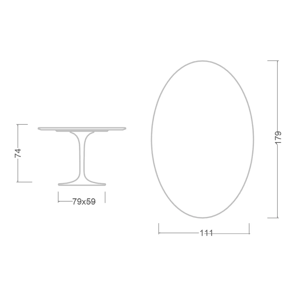 Eero Saarinen Tulpentisch H 74 Oval aus Moonè Keramik, hergestellt in Italien - Scharlachrot Viadurini