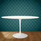 Eero Saarinen Tulpentisch H 74 Oval aus Moonè Keramik, hergestellt in Italien - Scharlachrot Viadurini