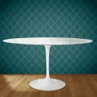 Eero Saarinen Tulpentisch H 74 Oval aus Salina-Keramik, hergestellt in Italien - Scharlachrot Viadurini