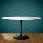 Eero Saarinen Tulpentisch H 74 Oval aus Salina-Keramik, hergestellt in Italien - Scharlachrot Viadurini