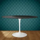 Eero Saarinen Tulip Tisch H 74 Oval aus Somnia Keramik, hergestellt in Italien - Scharlachrot Viadurini