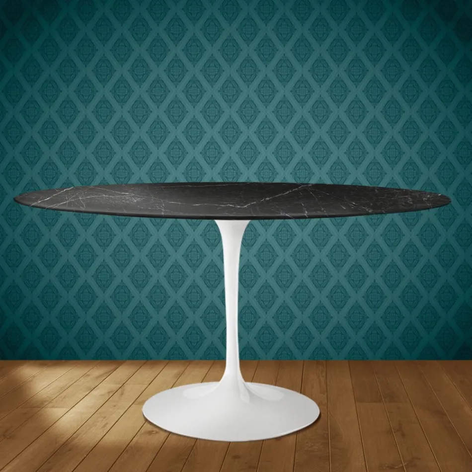 Eero Saarinen Tulip Tisch H 74 Oval aus Somnia Keramik, hergestellt in Italien - Scharlachrot Viadurini