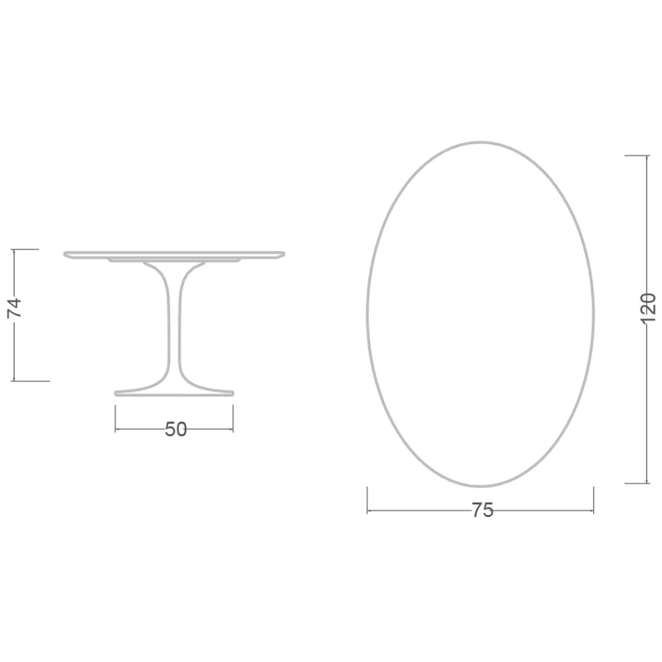Eero Saarinen Tulip Tisch H 74 Oval aus Somnia Keramik, hergestellt in Italien - Scharlachrot Viadurini