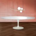 Eero Saarinen Tulip Tisch H 74 Oval in Flüssiglaminat Hergestellt in Italien - Scharlachrot
