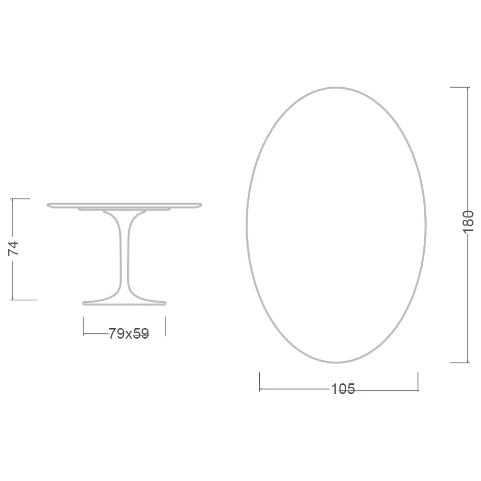 Eero Saarinen H 74 Ovaler Tulpentisch aus grünem Alpi-Marmor Made in Italy - Scharlachrot Viadurini