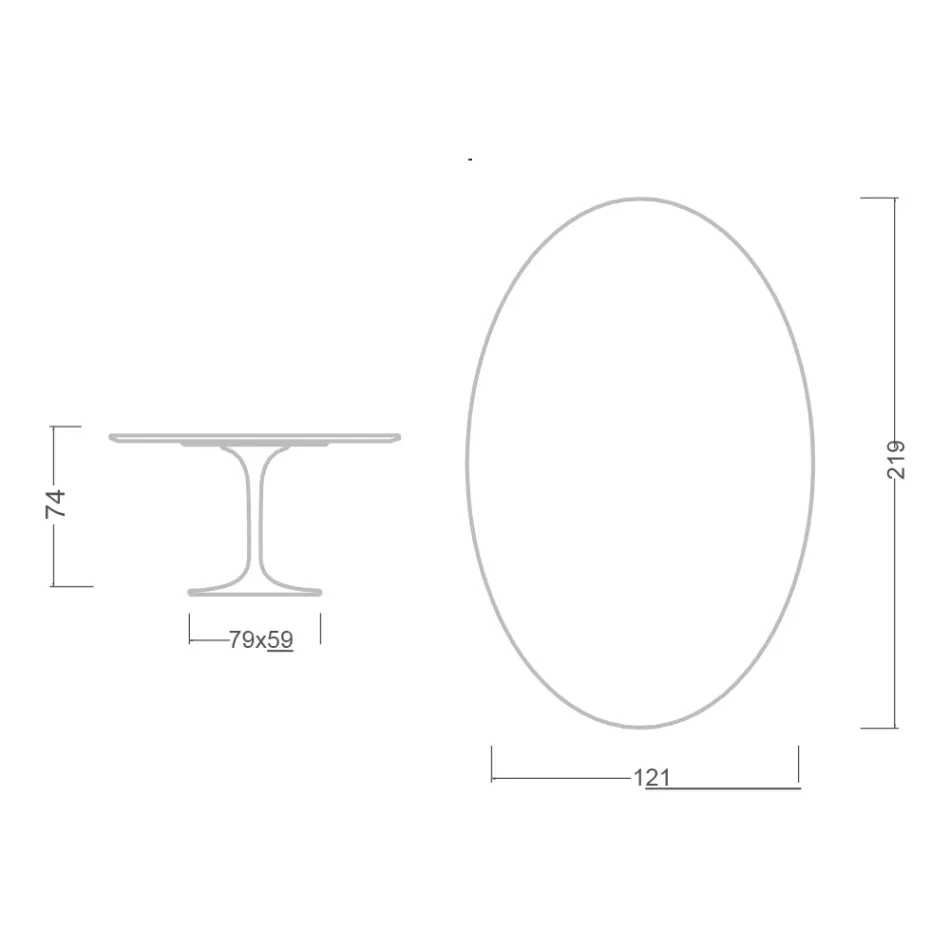 Eero Saarinen H 74 Ovaler Tulpentisch aus grünem Alpi-Marmor Made in Italy - Scharlachrot Viadurini