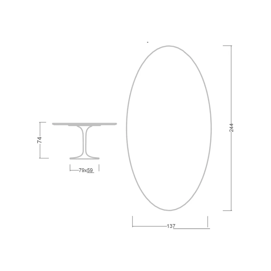 Eero Saarinen H 74 Ovaler Tulpentisch aus grünem Alpi-Marmor Made in Italy - Scharlachrot Viadurini