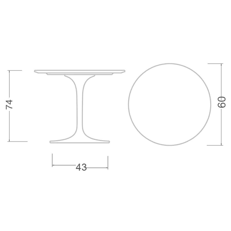 Eero Saarinen Tulpentisch H 74 Rund aus Keramik Domoos Made in Italy - Scharlachrot Viadurini