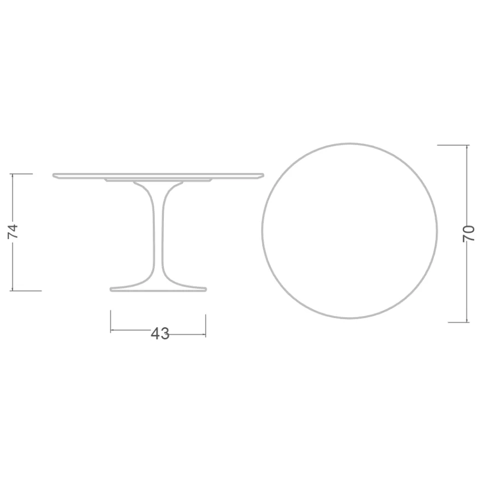 Eero Saarinen Tulpentisch H 74 Rund aus Keramik Domoos Made in Italy - Scharlachrot Viadurini