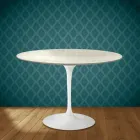 Eero Saarinen Tulip Tisch H 74 Rund aus Marmorio Keramik Hergestellt in Italien - Scharlachrot Viadurini