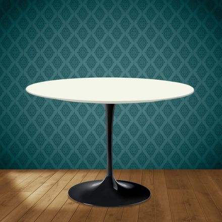 Eero Saarinen Tulpentisch H 74 Rund aus Moonè Keramik, hergestellt in Italien - Scharlachrot Viadurini