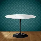 Eero Saarinen Tulpentisch H 74 Rund aus Salina-Keramik, hergestellt in Italien - Scharlachrot Viadurini