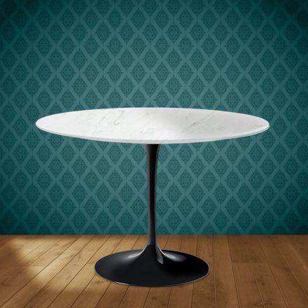 Eero Saarinen Tulpentisch H 74 Rund aus Salina-Keramik, hergestellt in Italien - Scharlachrot Viadurini