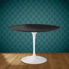 Eero Saarinen Tulip Tisch H 74 Rund aus Somnia Keramik, hergestellt in Italien - Scharlachrot Viadurini