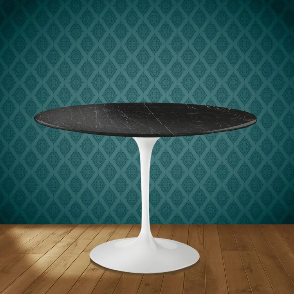 Eero Saarinen Tulip Tisch H 74 Rund aus Somnia Keramik, hergestellt in Italien - Scharlachrot Viadurini