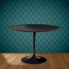 Eero Saarinen Tulip Tisch H 74 Rund aus Somnia Keramik, hergestellt in Italien - Scharlachrot Viadurini