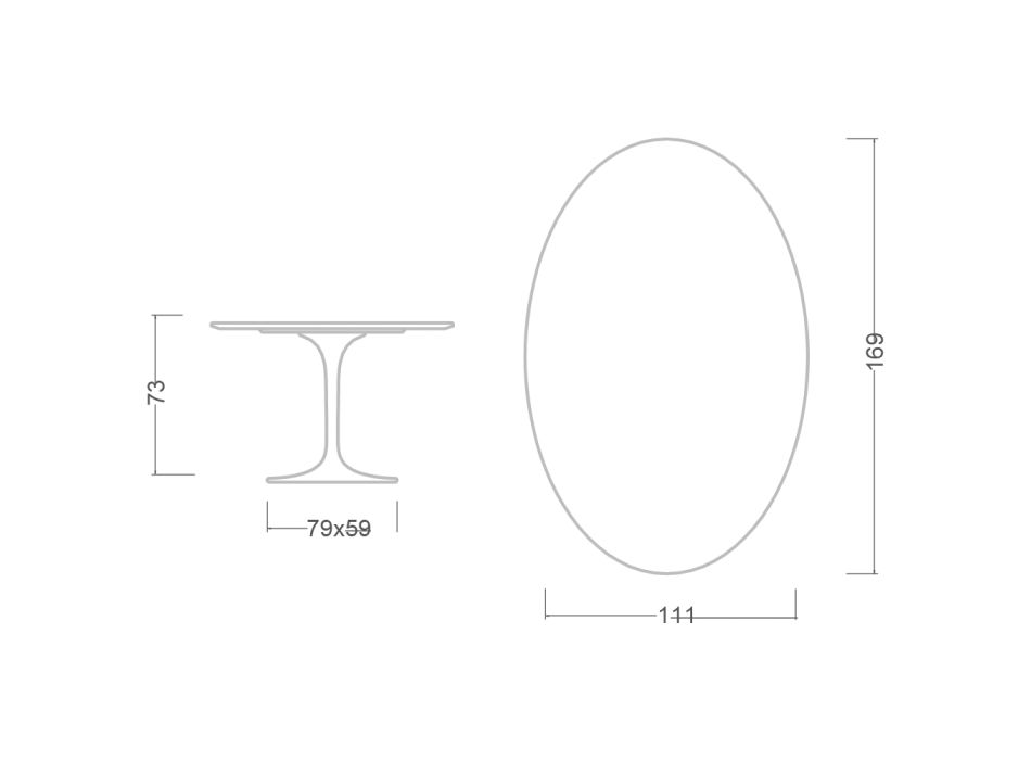 Tulpentisch Eero Sarinen H 73 Oval aus weißem Flüssiglaminat, hergestellt in Italien – Scharlachrot Viadurini