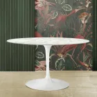 Tulpentisch Saarinen H 73 mit ovaler Platte aus Carrara-Marmor Made in Italy - Scharlachrot Viadurini