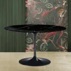 Saarinen Tulpentisch H 73 mit runder Platte aus schwarzem Marquinia-Marmor Made in Italy - Scharlachrot Viadurini