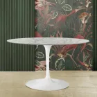 Tulpentisch Saarinen H 73 Oval aus Carrara-Marmor Statuarietto Made in Italy - Scharlachrot Viadurini